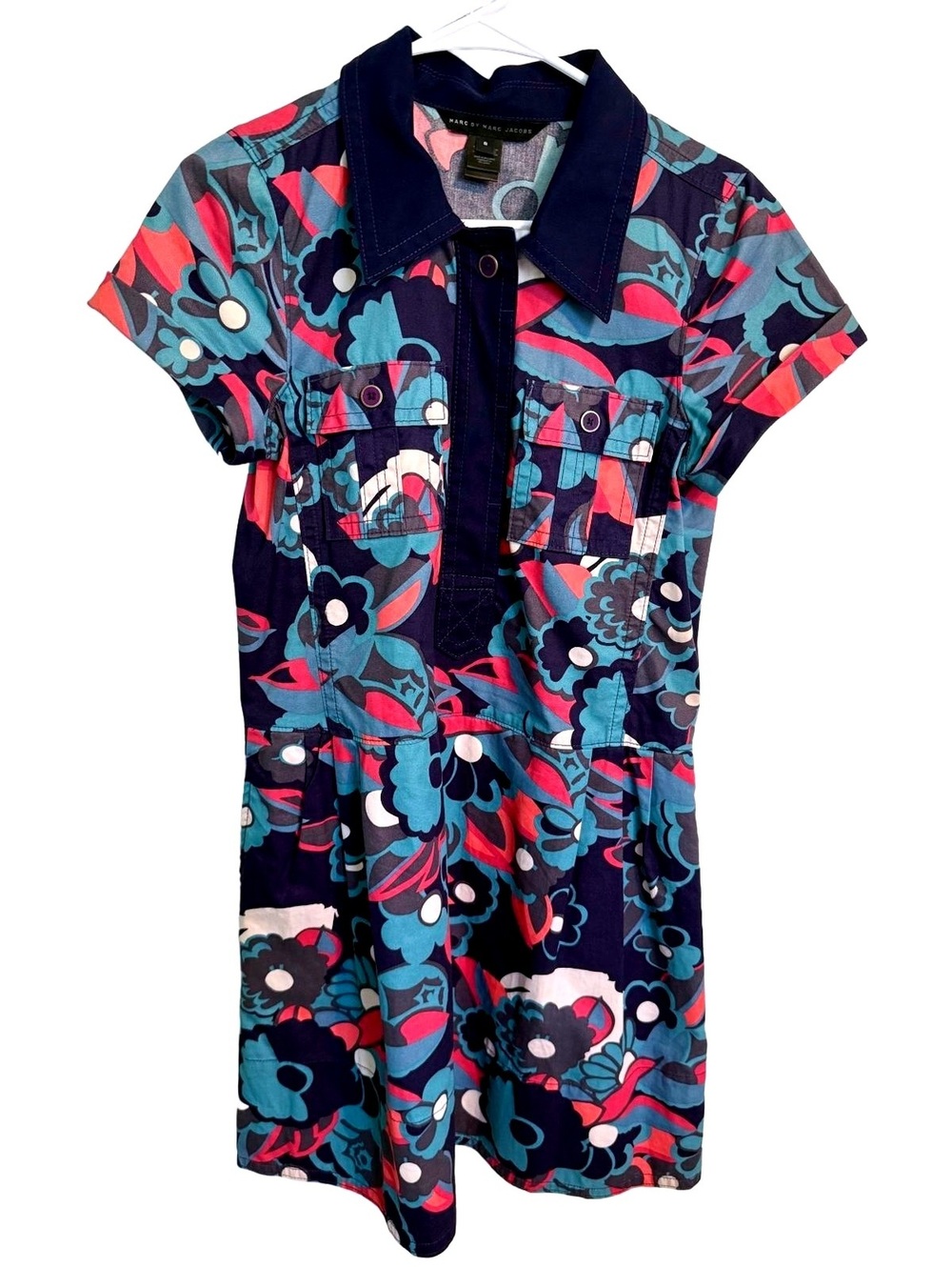 MARC BY MARC JACOBS Shangri La Cotton Floral Print Short Sleeve Dress Size US 8